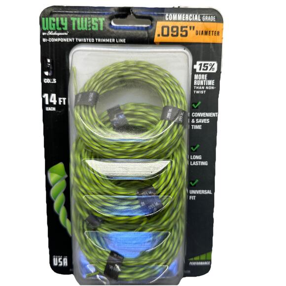 Shakespeare Ugly Twist Trimmer Line Twisted Contractor Grade .095 Dia x14 4 PK - Picture 1 of 10